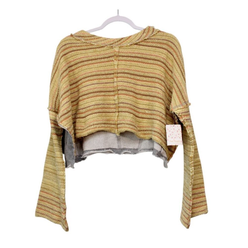 NWT Free People Catalina Pullover Cropped Sweater Size XS Boho Beach Relaxed Fit